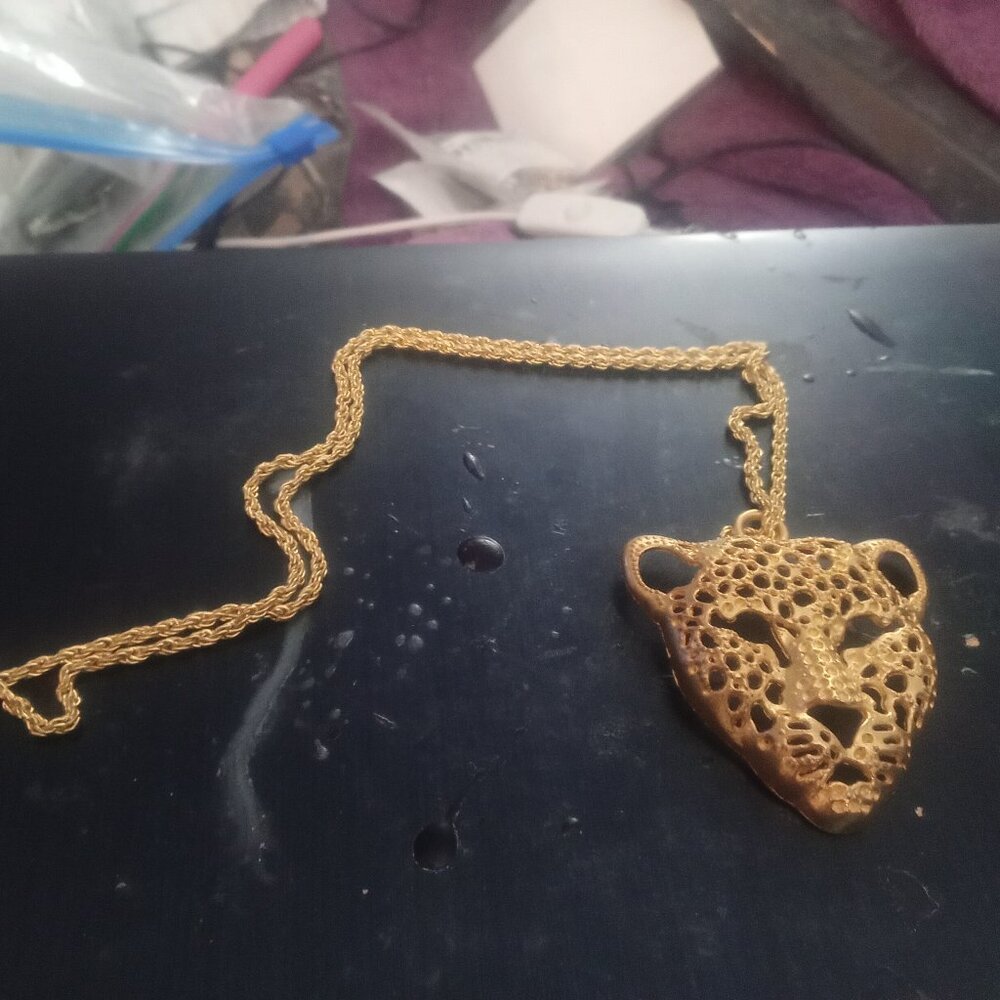 Handmade Gold Plated Jaguar Pendant Necklace